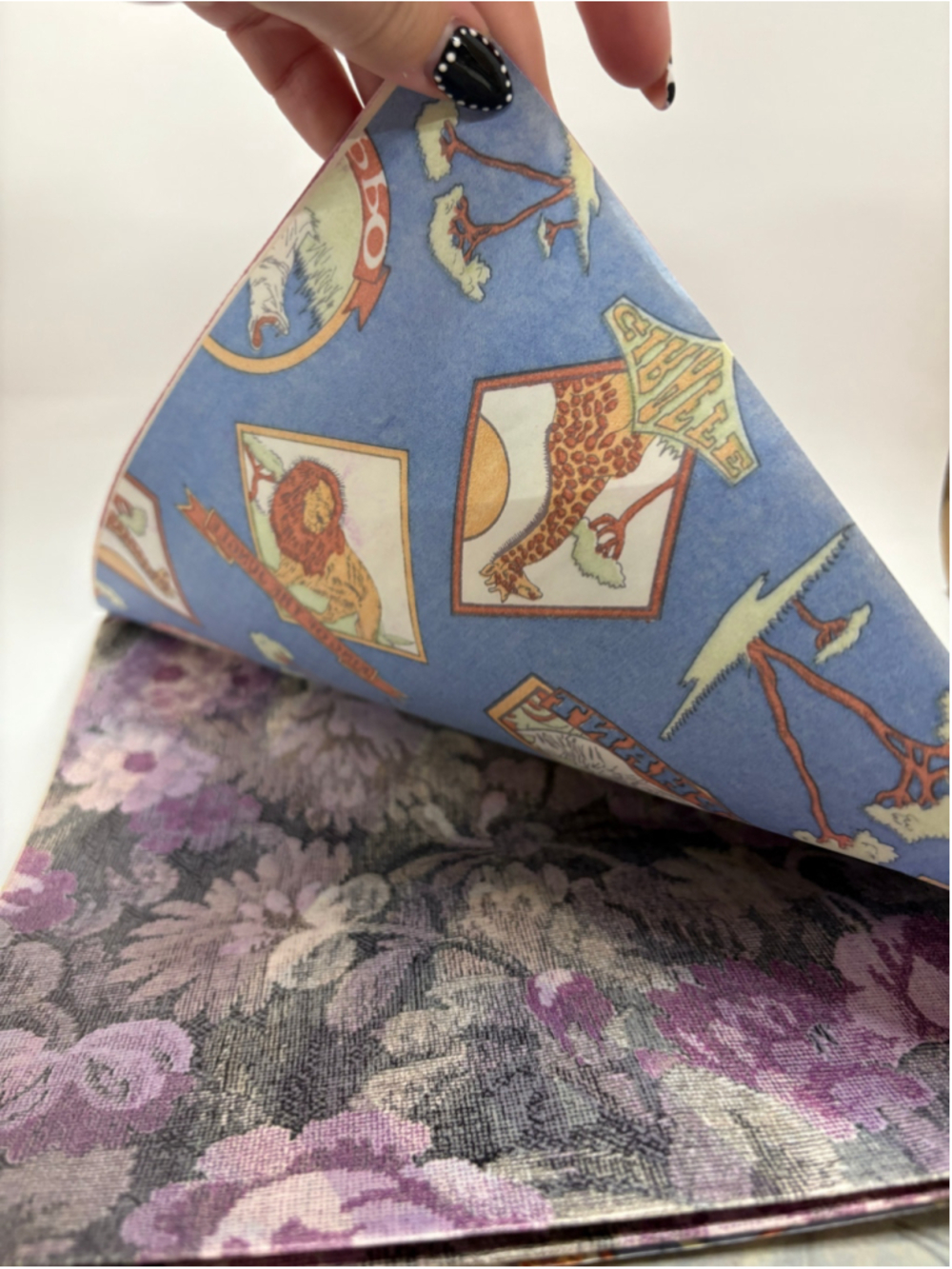 Vintage Wrapping Paper and Tissue Paper Pink Purple Floral Geometric Pattern - Picture 5 of 7